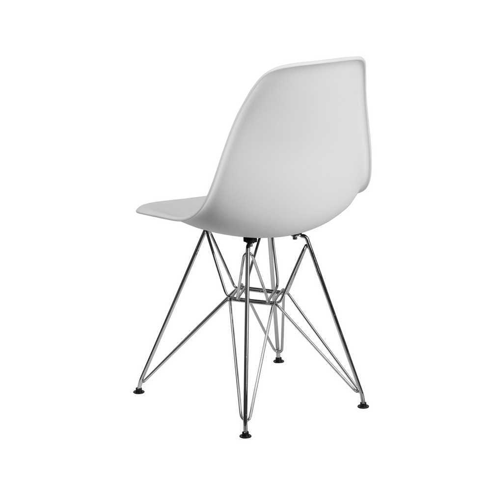 Elon Series White Plastic Chair with Chrome Base