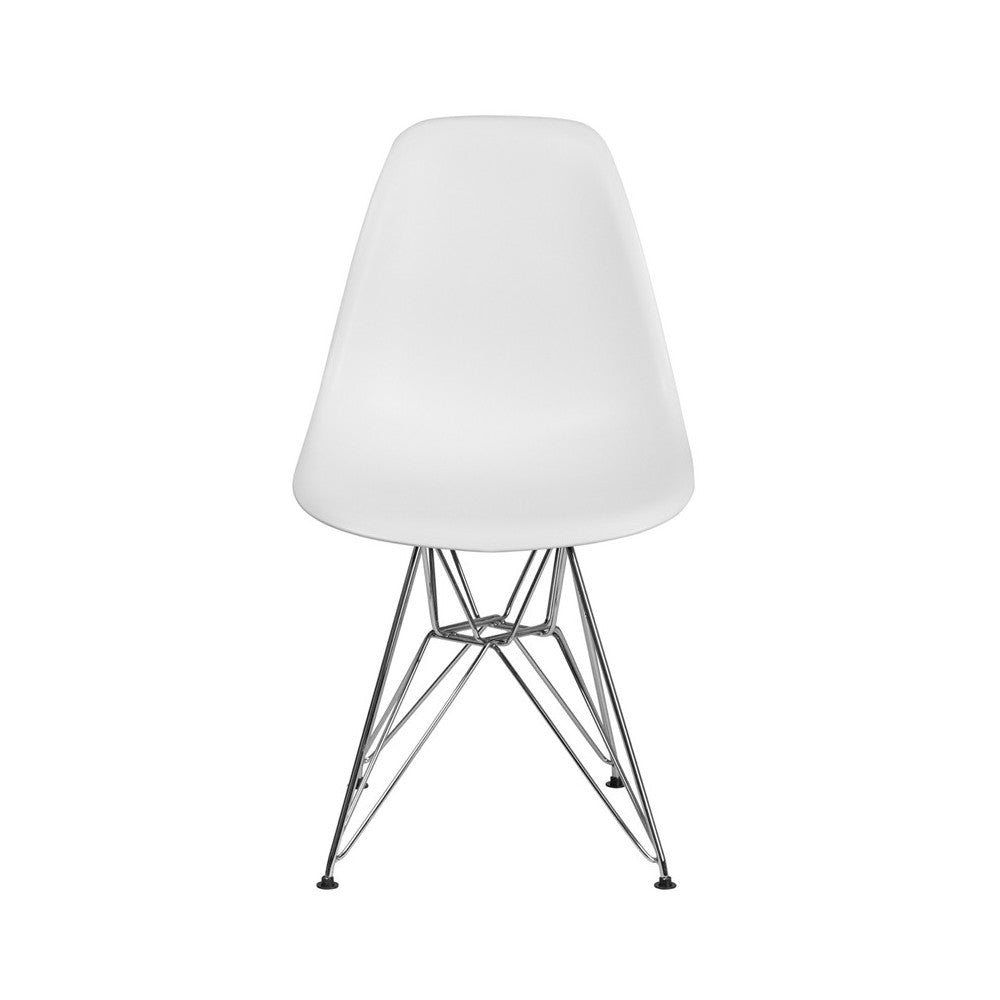 Elon Series White Plastic Chair with Chrome Base