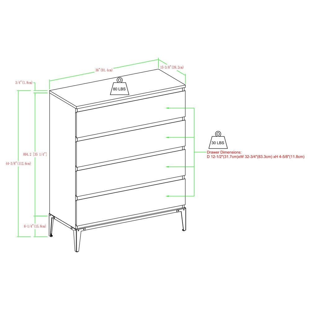 Elroy 36" Urban 4 Drawer Chest - Dark Walnut