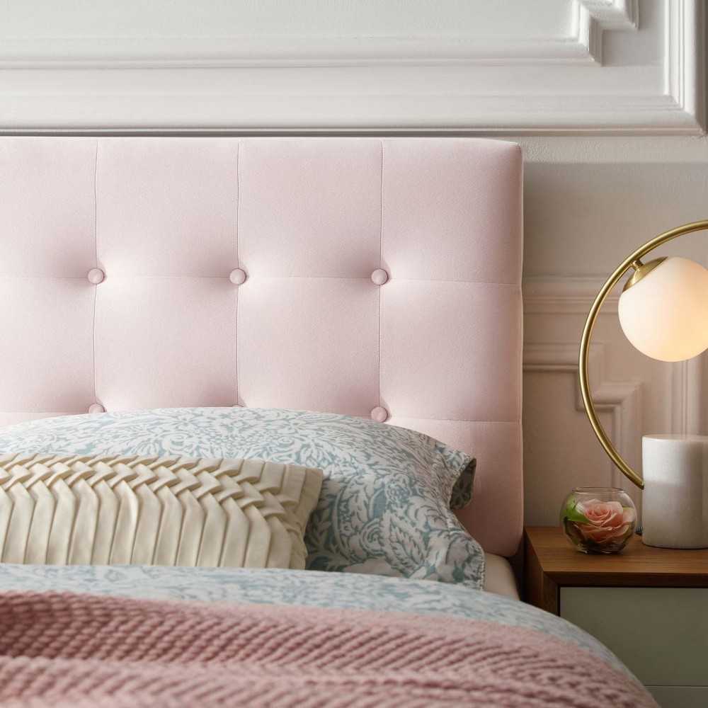 Emily Full Biscuit Tufted Performance Velvet Headboard, Pink