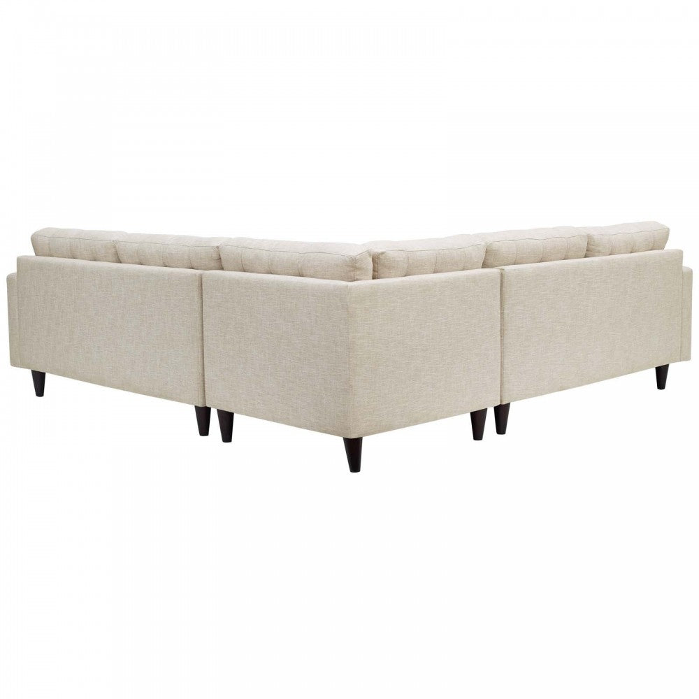 Empress 3 Piece Upholstered Fabric Sectional Sofa Set, Beige