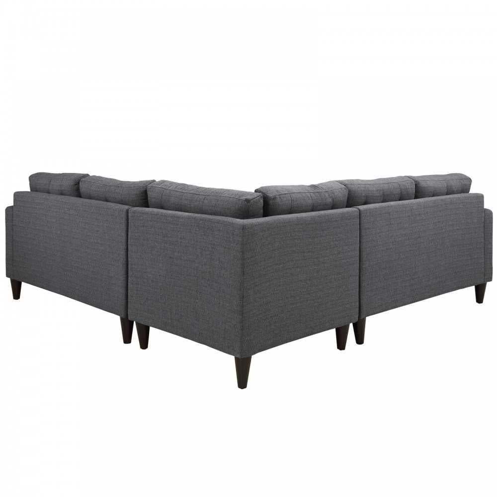 Empress 3 Piece Upholstered Fabric Sectional Sofa Set, Gray