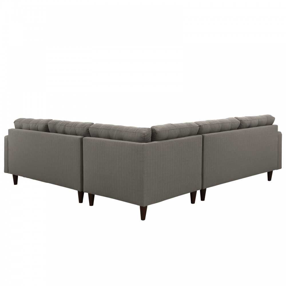 Empress 3 Piece Upholstered Fabric Sectional Sofa Set, Granite