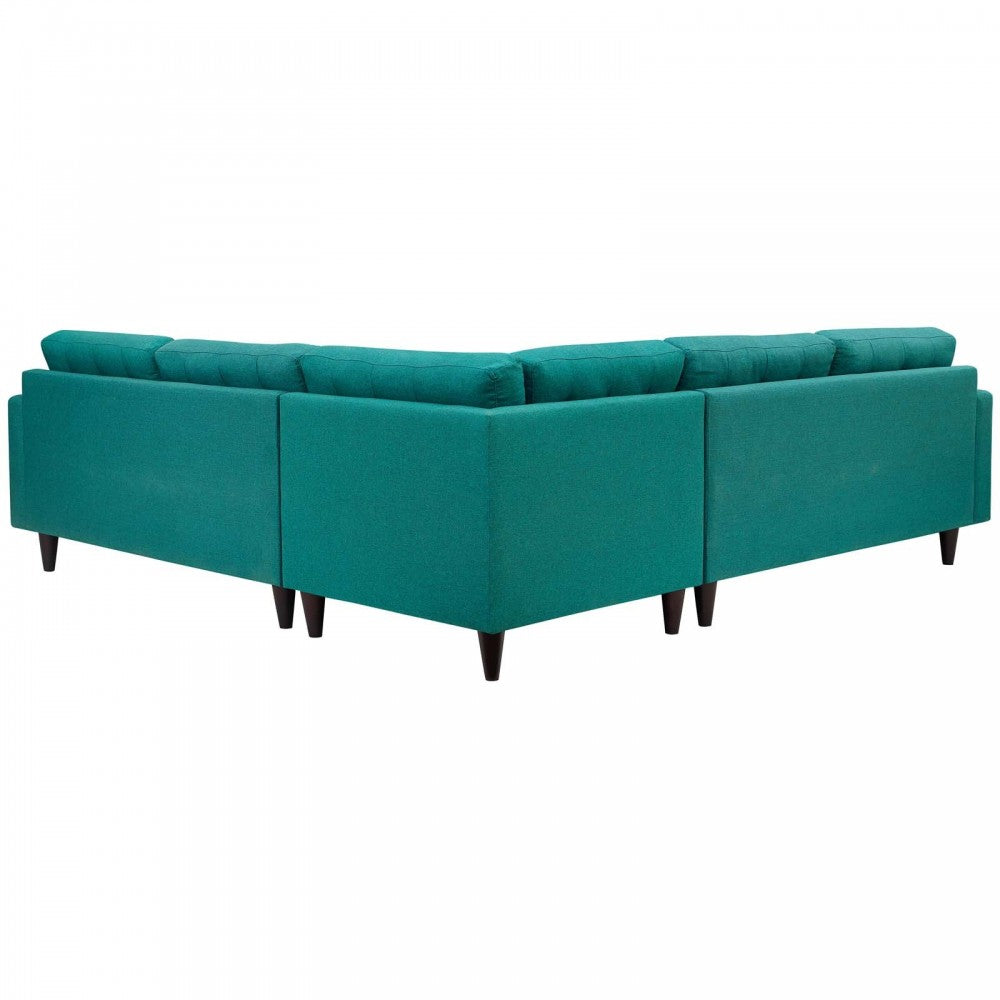 Empress 3 Piece Upholstered Fabric Sectional Sofa Set, Teal