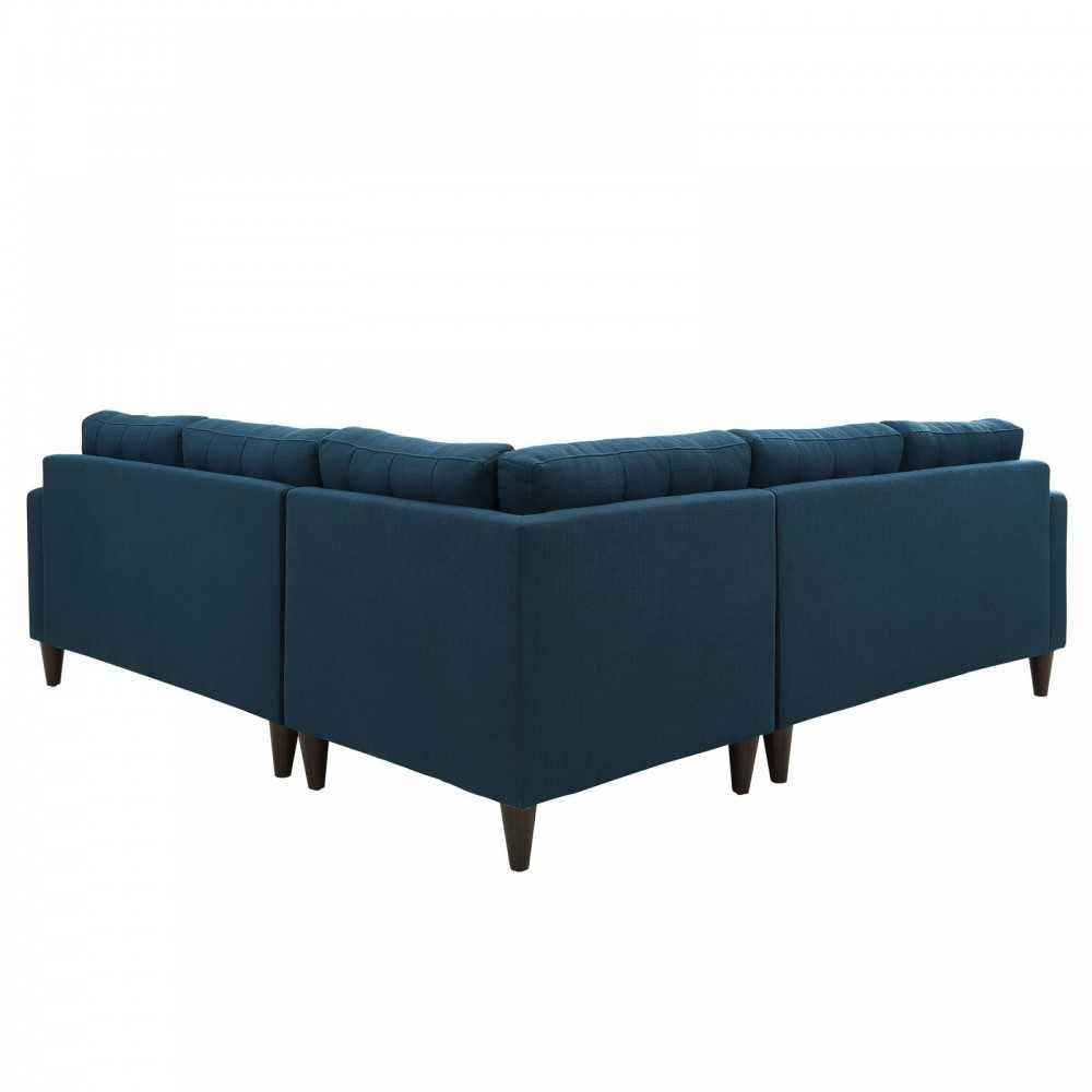 Empress 3 Piece Upholstered Fabric Sectional Sofa Set, Azure