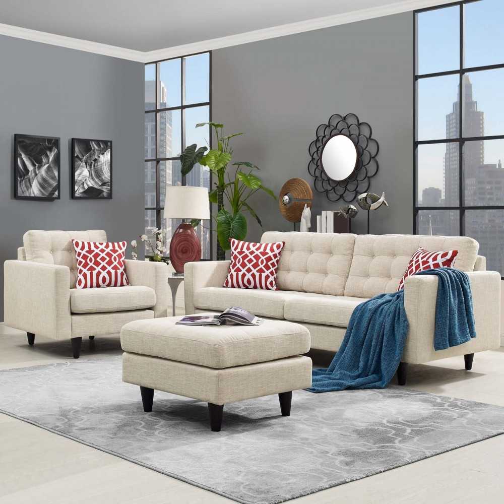 Empress Armchair and Sofa Set of 2, Beige