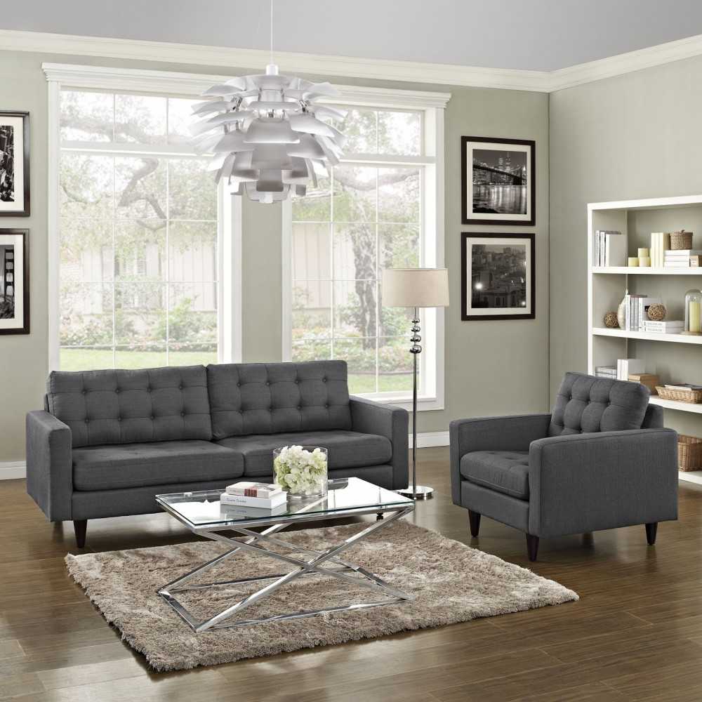 Empress Armchair and Sofa Set of 2, Gray