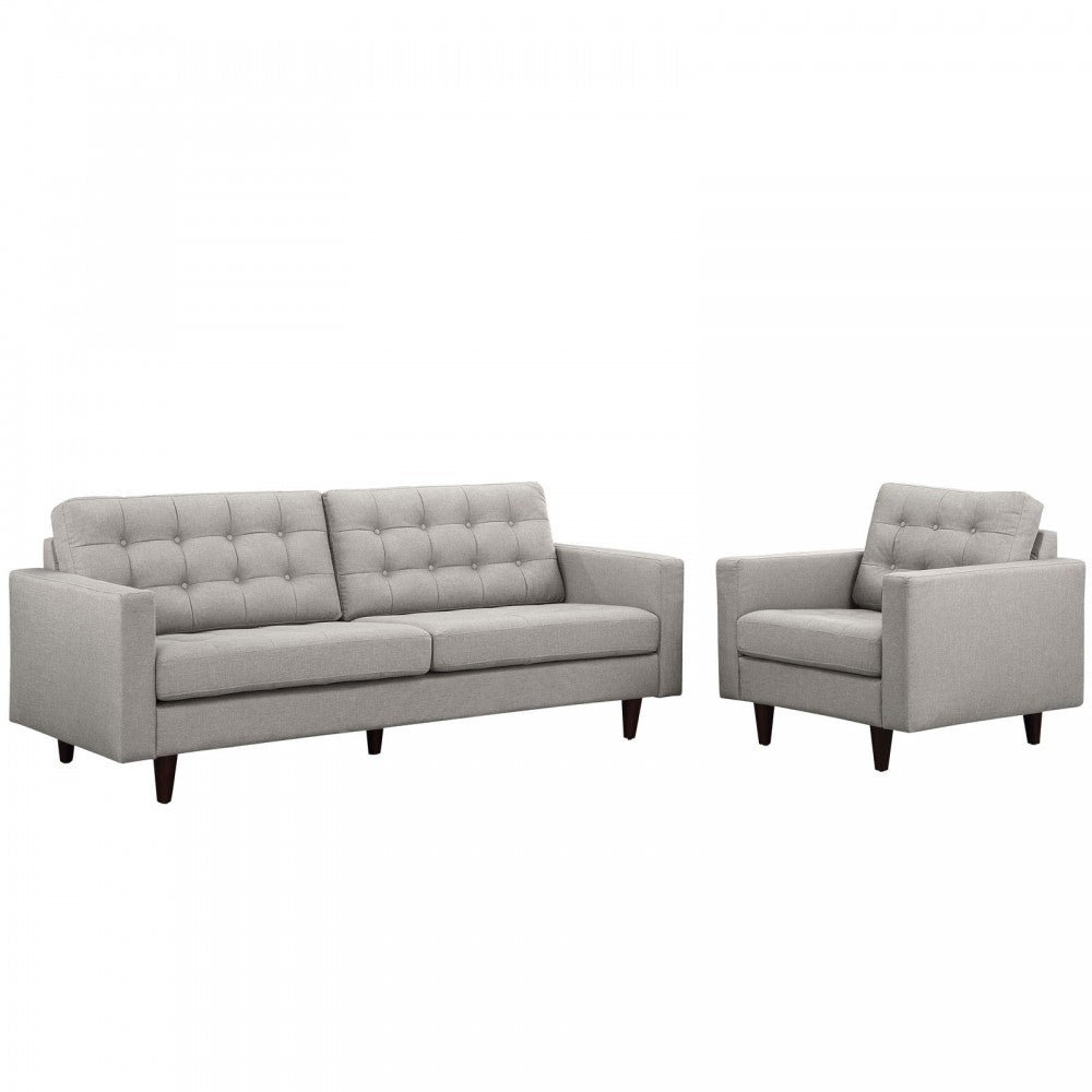 Empress Armchair and Sofa Set of 2, Light Gray