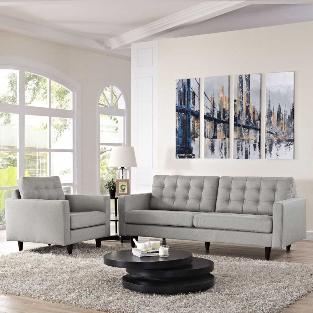 Empress Armchair and Sofa Set of 2, Light Gray