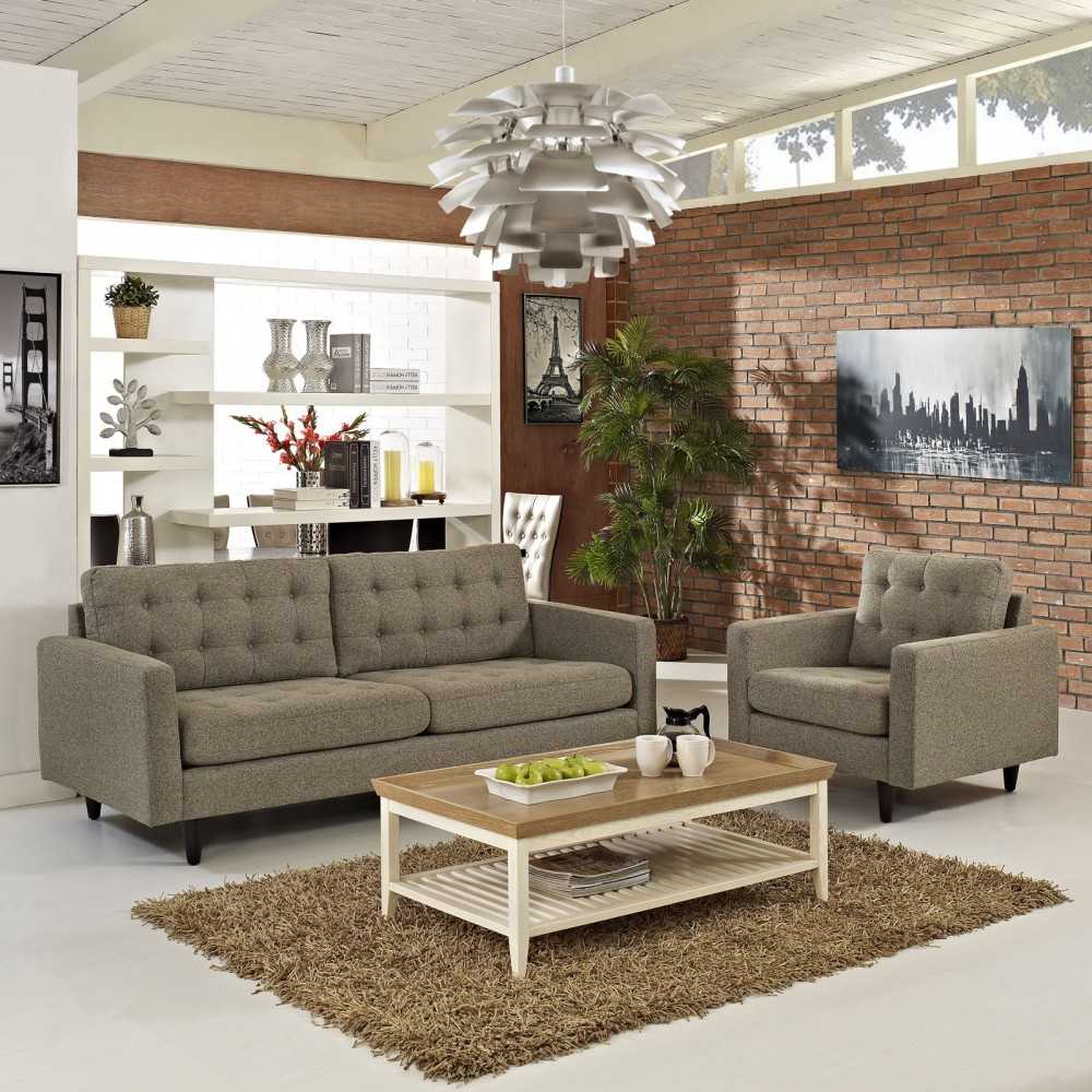 Empress Armchair and Sofa Set of 2, Oatmeal