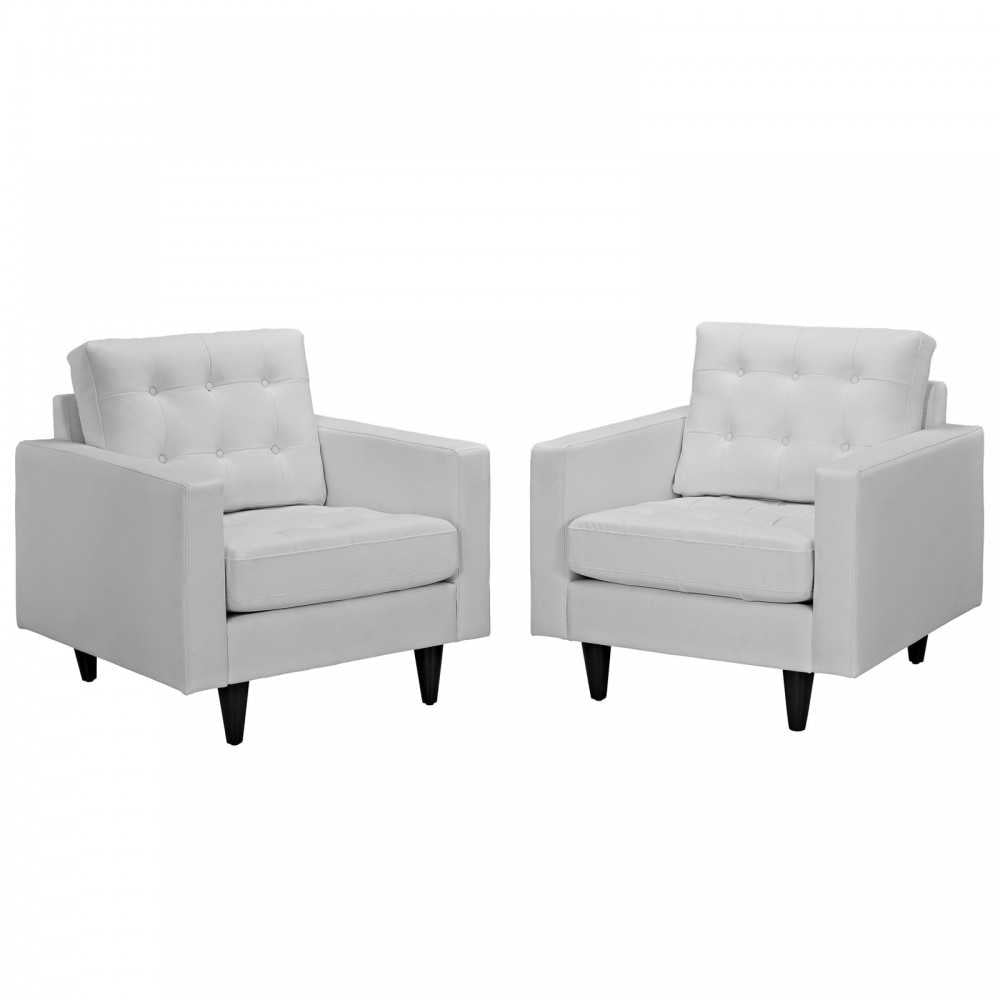 Empress Armchair Leather Set of 2, White
