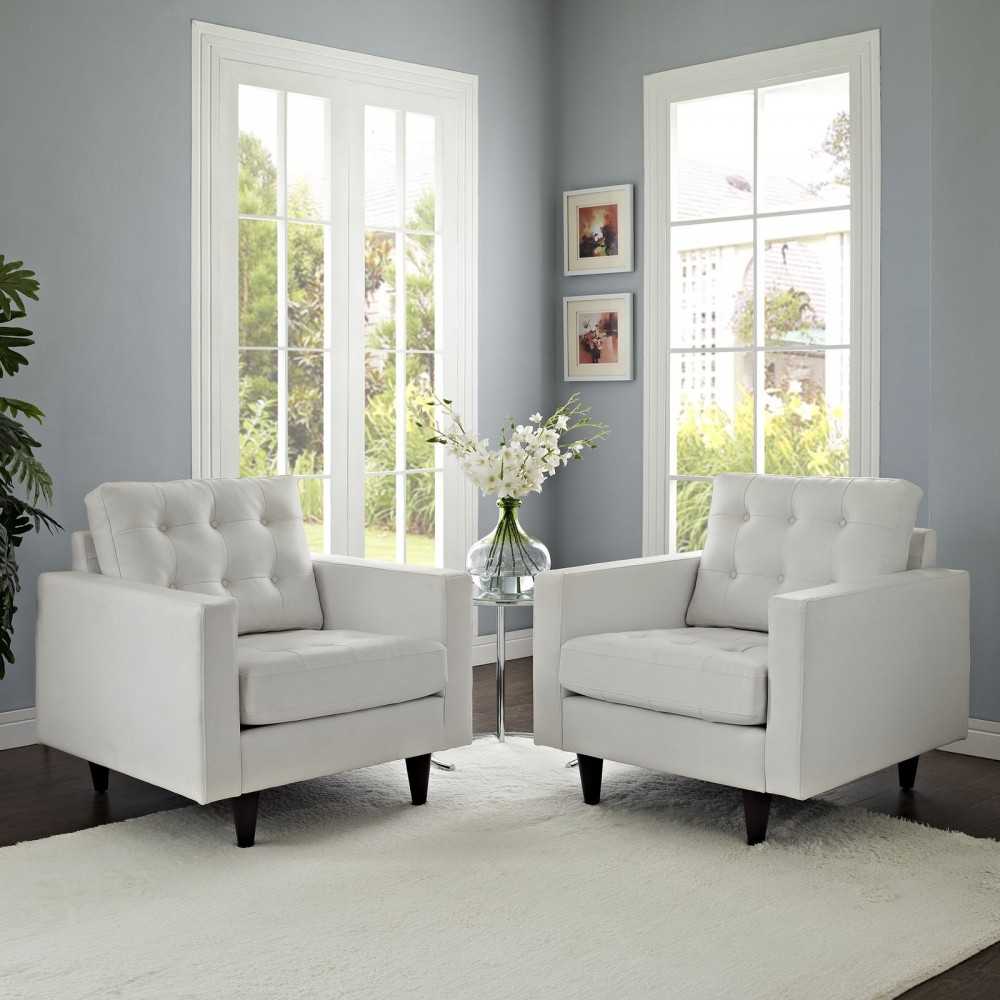 Empress Armchair Leather Set of 2, White
