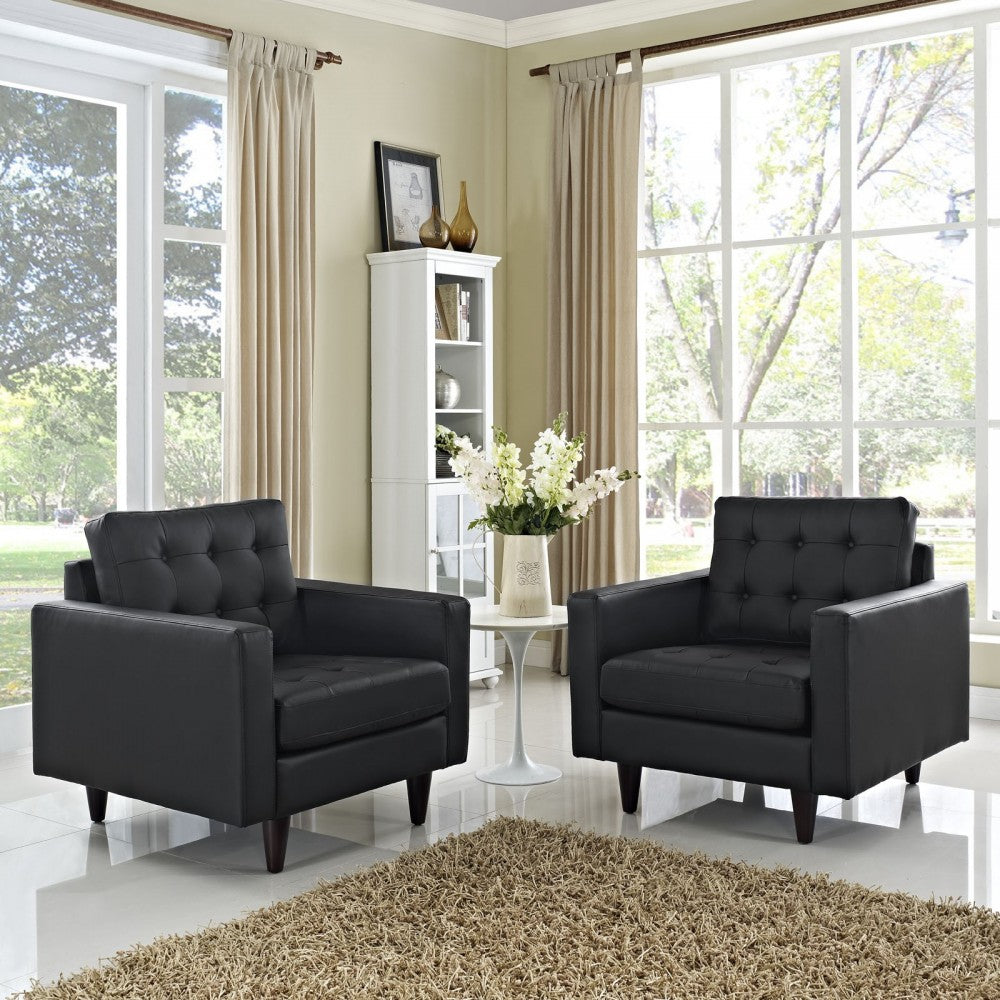 Empress Armchair Leather Set of 2, Black
