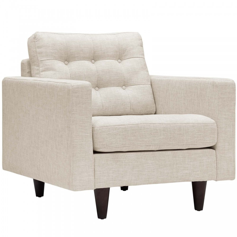 Empress Armchair Upholstered Fabric Set of 2, Beige