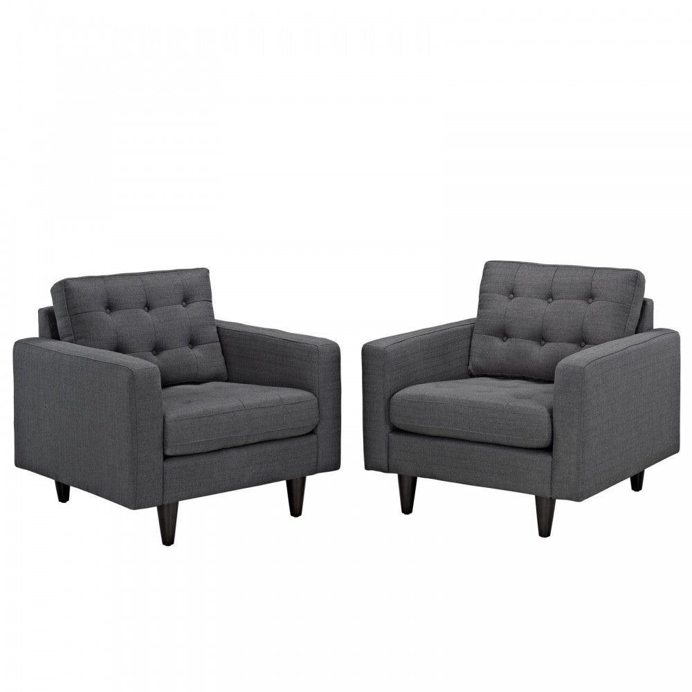 Empress Armchair Upholstered Fabric Set of 2, Gray
