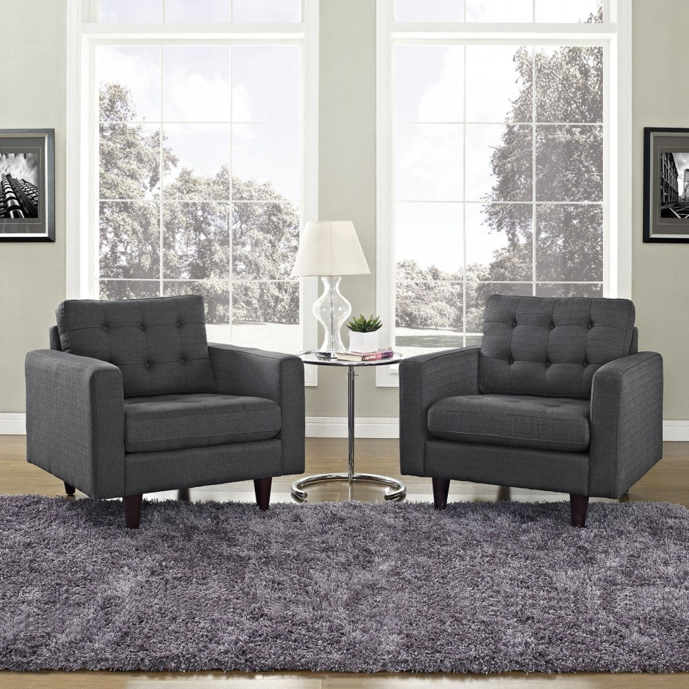 Empress Armchair Upholstered Fabric Set of 2, Gray
