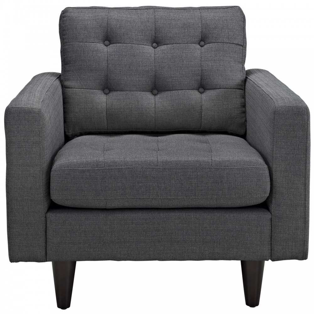 Empress Armchair Upholstered Fabric Set of 2, Gray