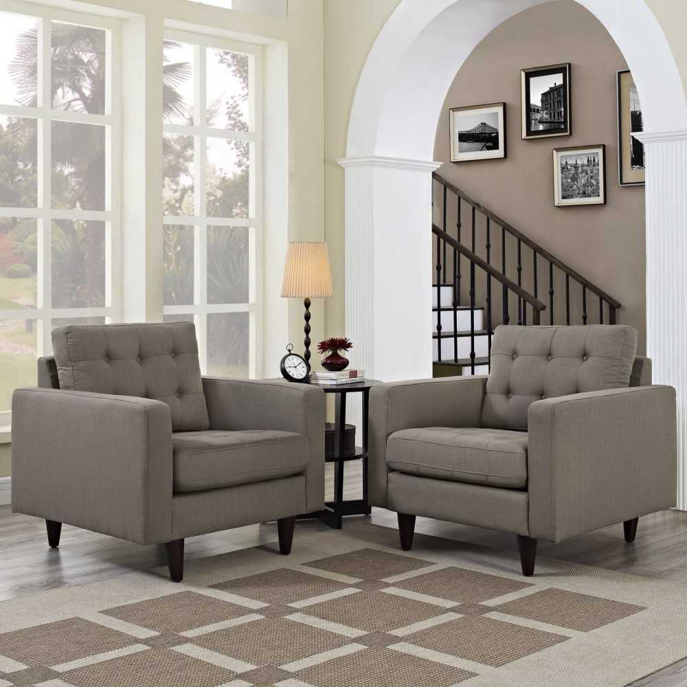 Empress Armchair Upholstered Fabric Set of 2, Granite