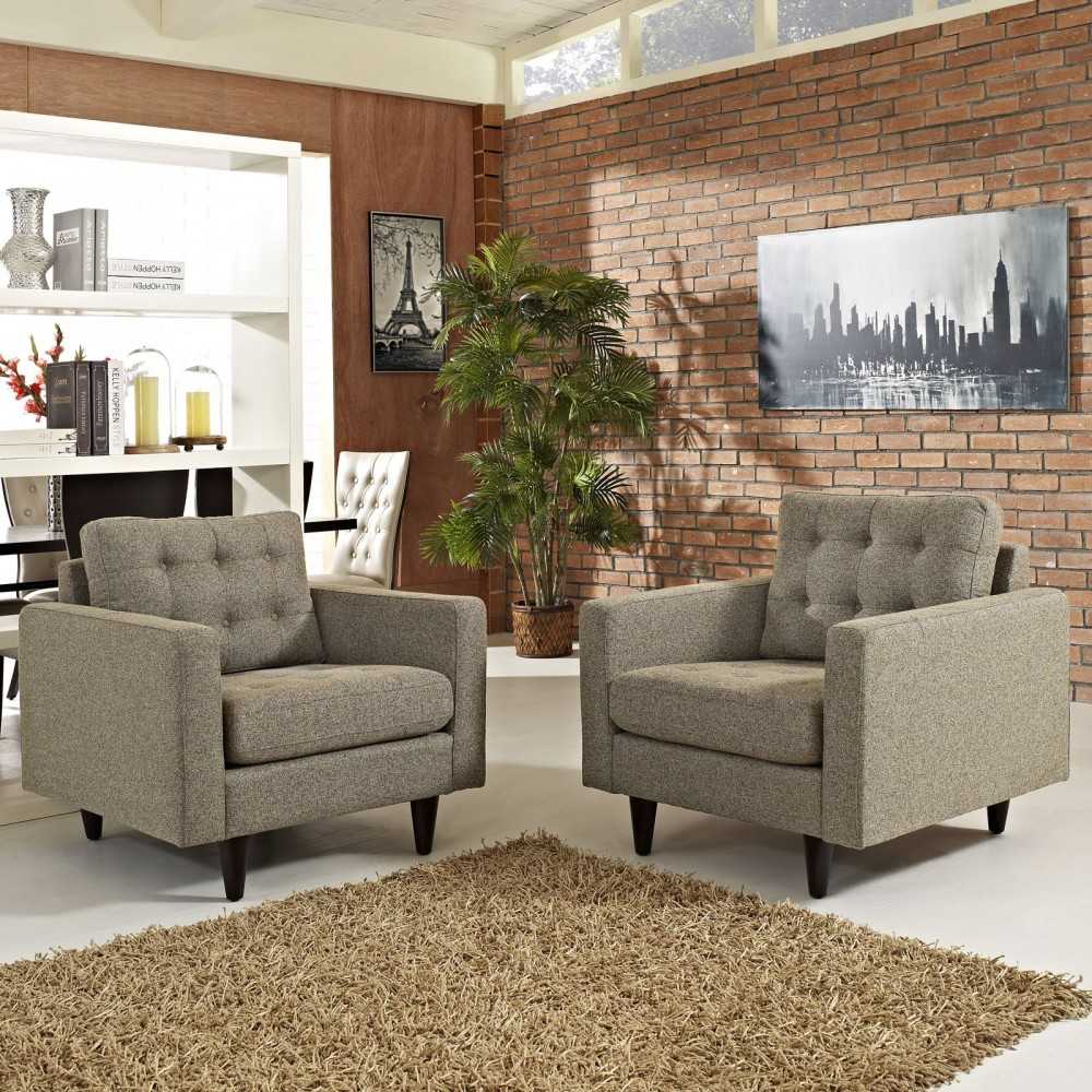 Empress Armchair Upholstered Fabric Set of 2, Oatmeal
