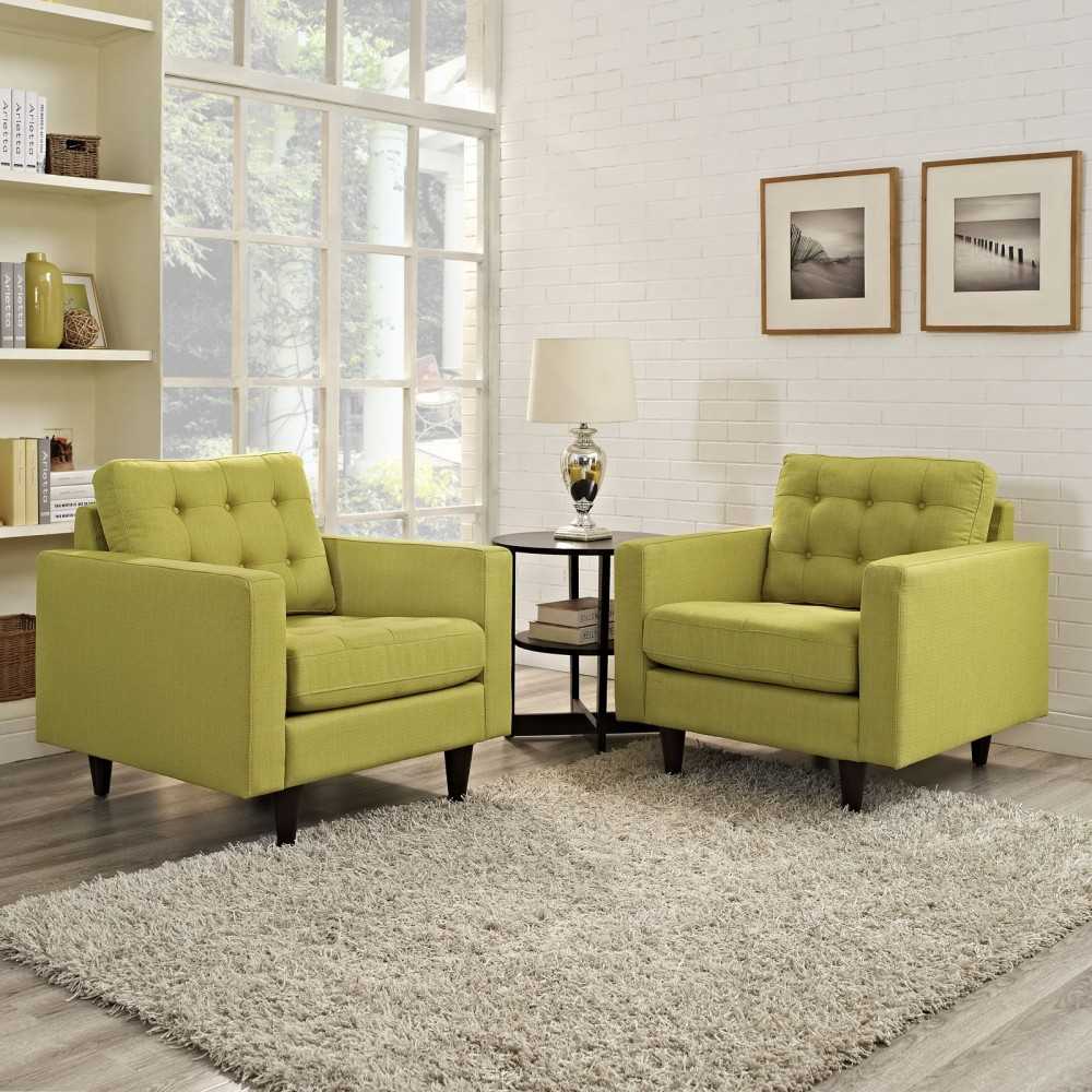 Empress Armchair Upholstered Fabric Set of 2, Wheatgrass