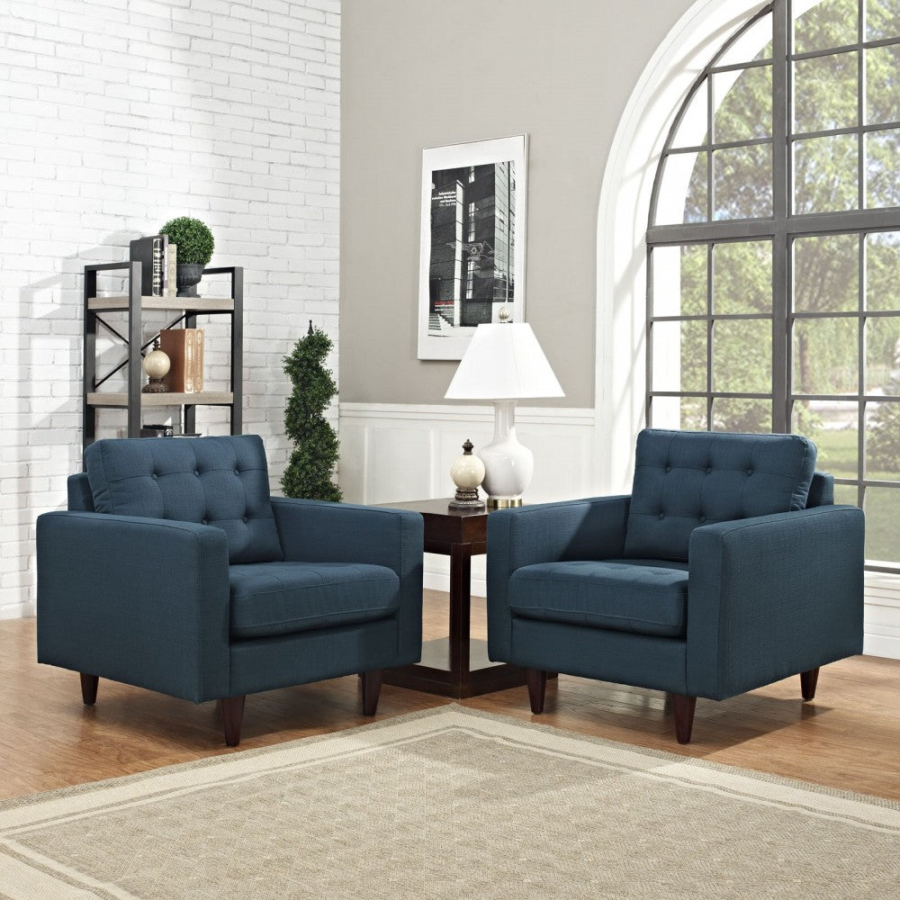 Empress Armchair Upholstered Fabric Set of 2, Azure