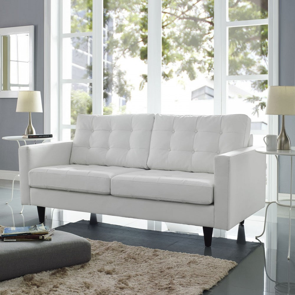 Empress Bonded Leather Loveseat, White