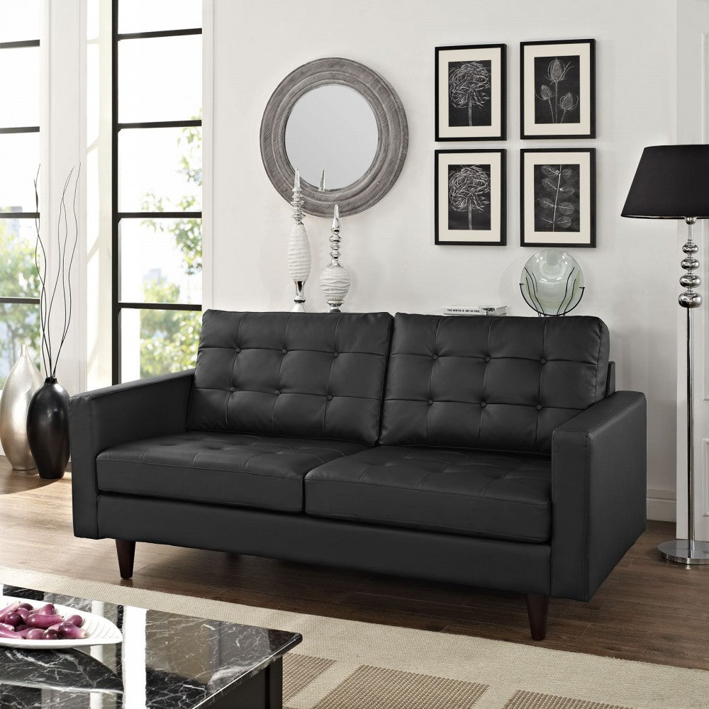 Empress Bonded Leather Loveseat, Black