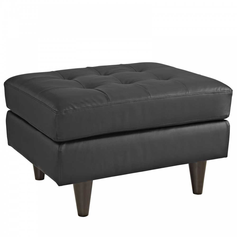 Empress Bonded Leather Ottoman, Black