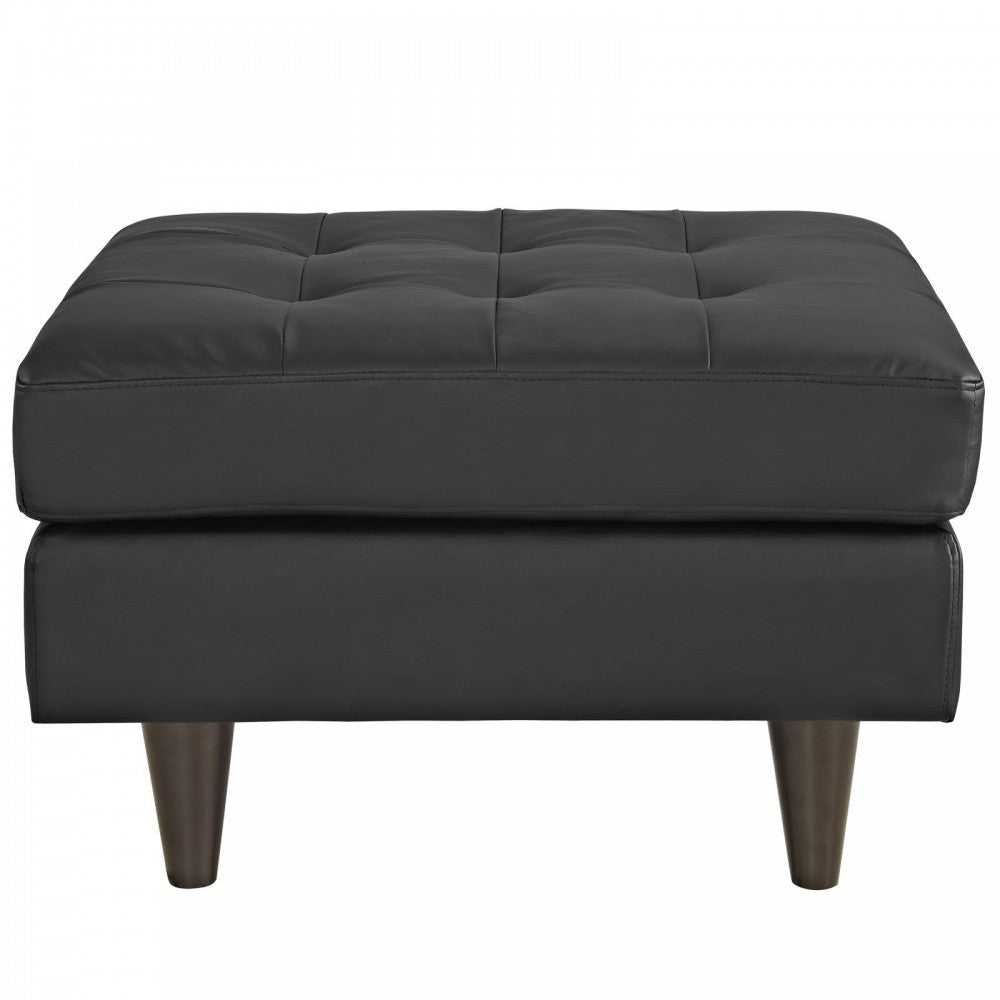 Empress Bonded Leather Ottoman, Black