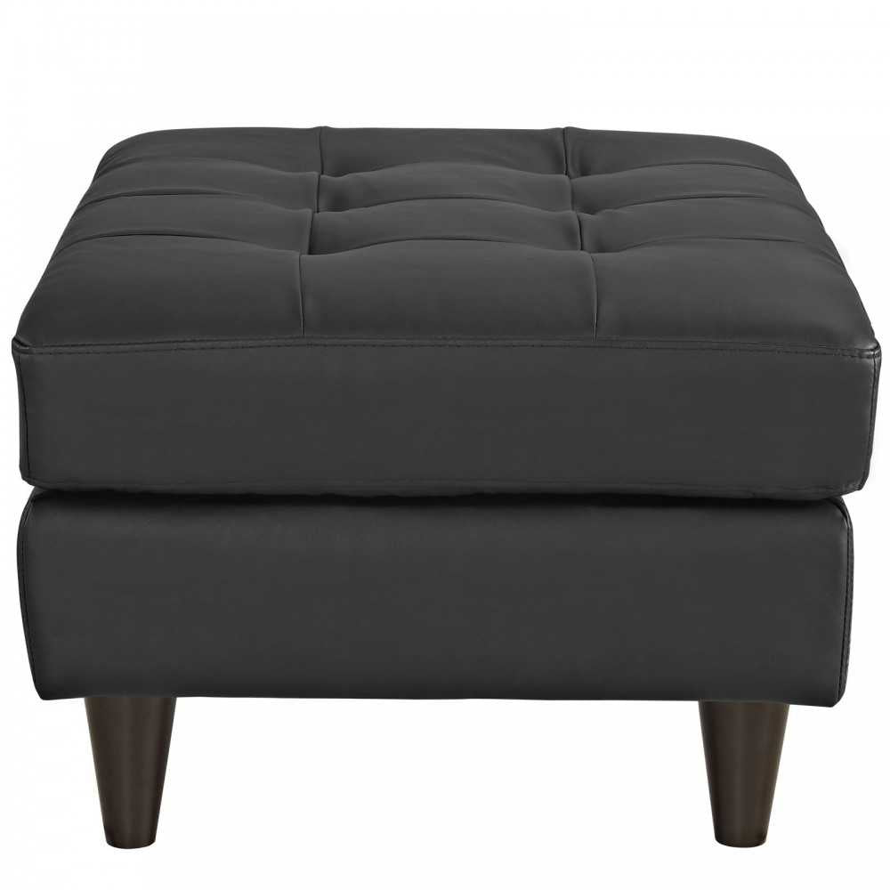 Empress Bonded Leather Ottoman, Black