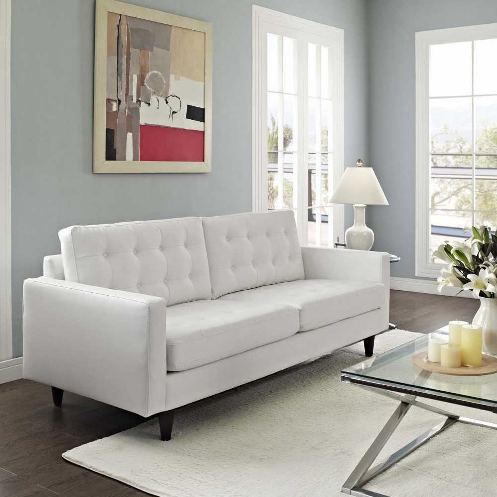 Empress Bonded Leather Sofa, White