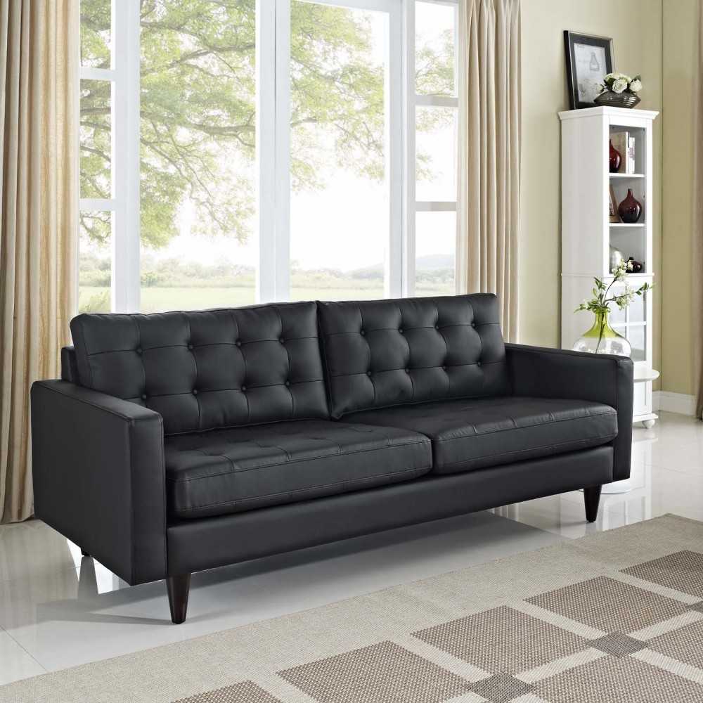 Empress Bonded Leather Sofa, Black