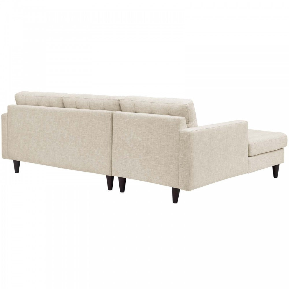 Empress Left-Facing Upholstered Fabric Sectional Sofa, Beige