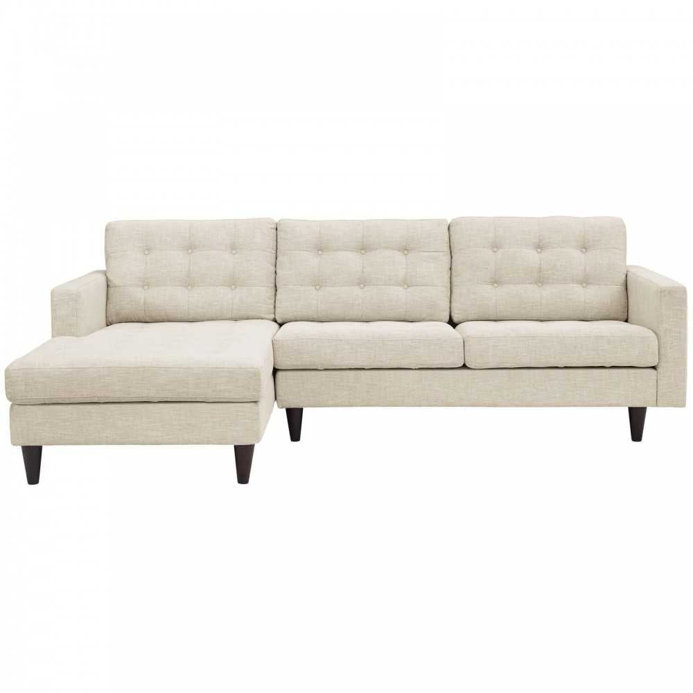 Empress Left-Facing Upholstered Fabric Sectional Sofa, Beige