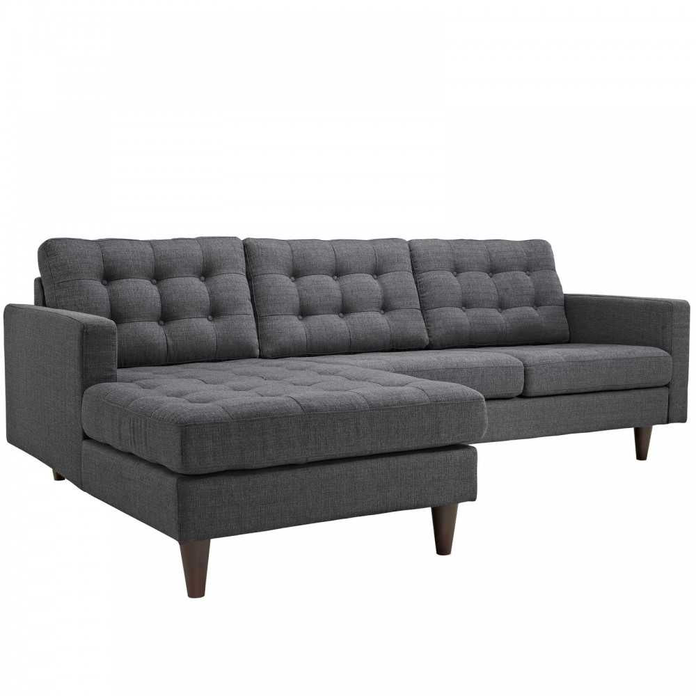 Empress Left-Facing Upholstered Fabric Sectional Sofa, Gray