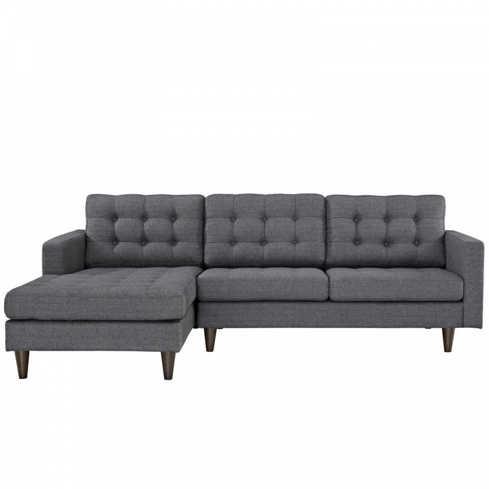 Empress Left-Facing Upholstered Fabric Sectional Sofa, Gray