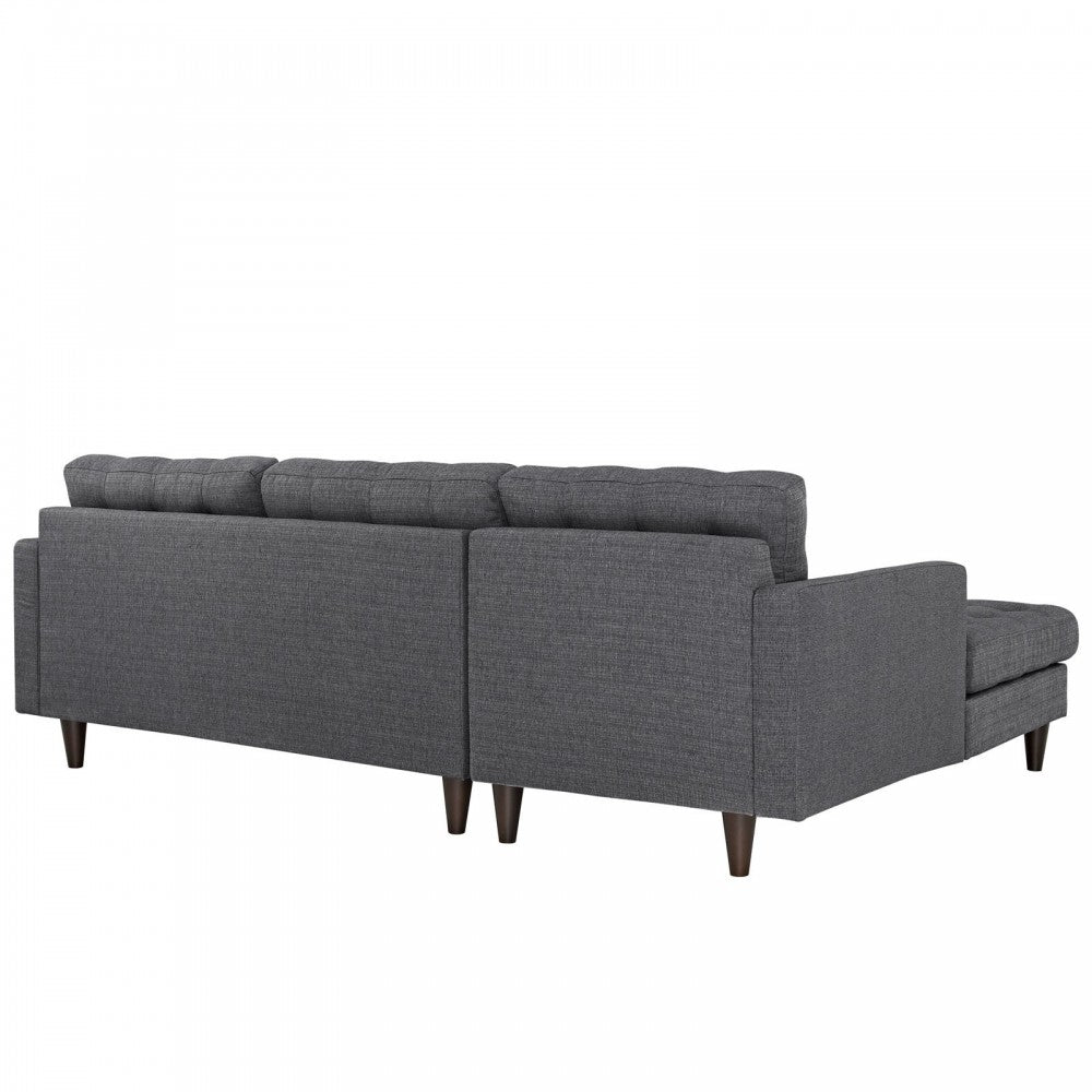 Empress Left-Facing Upholstered Fabric Sectional Sofa, Gray