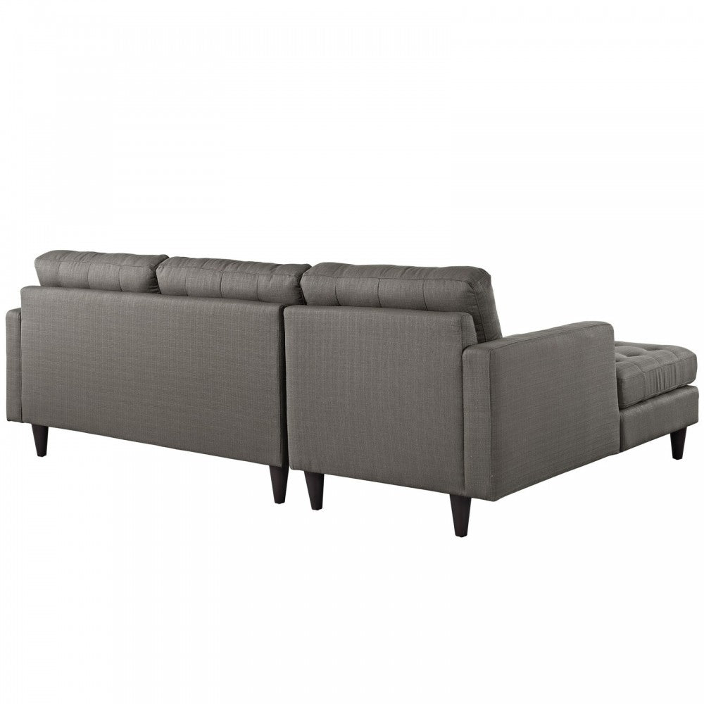 Empress Left-Facing Upholstered Fabric Sectional Sofa, Granite