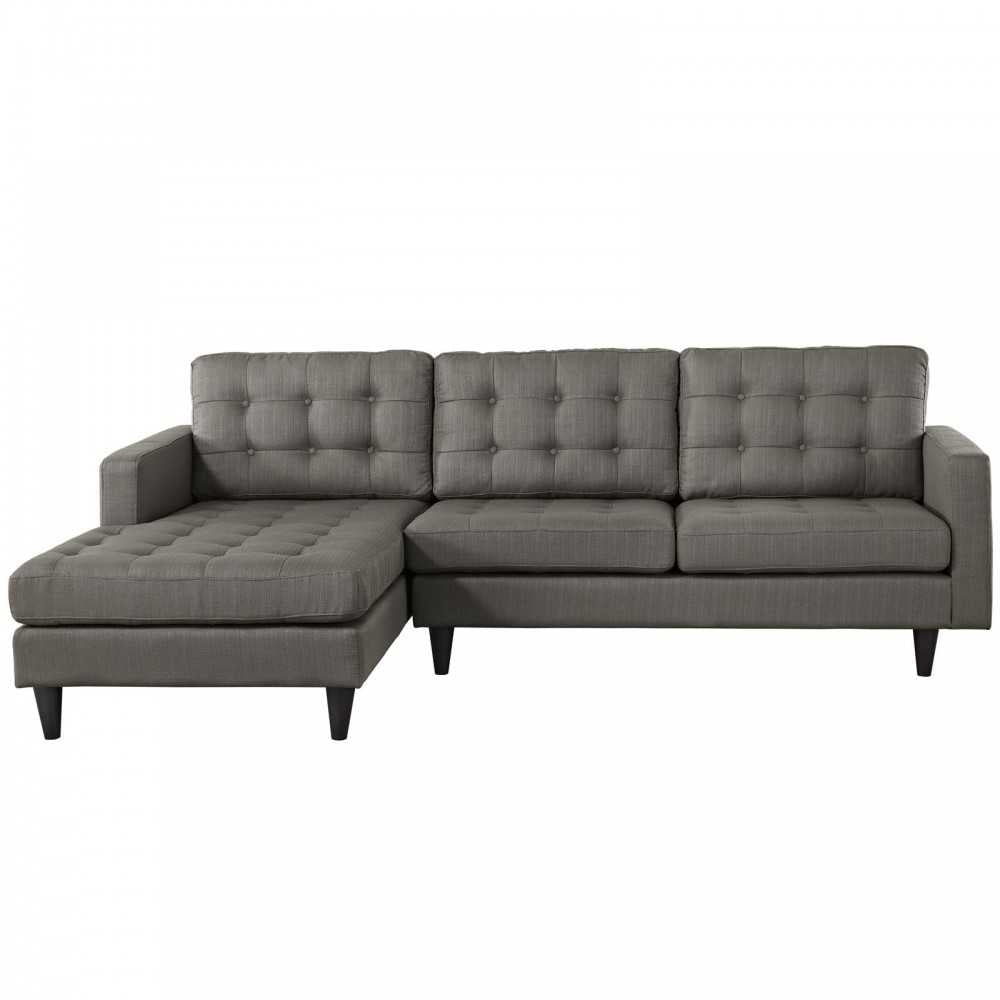 Empress Left-Facing Upholstered Fabric Sectional Sofa, Granite