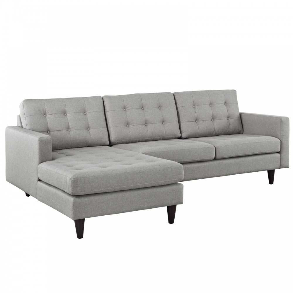 Empress Left-Facing Upholstered Fabric Sectional Sofa, Light Gray