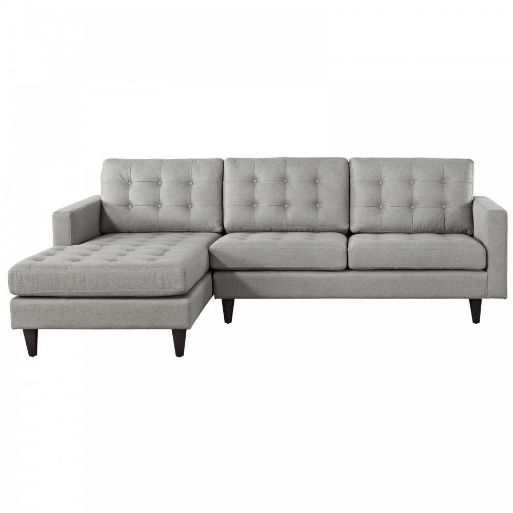 Empress Left-Facing Upholstered Fabric Sectional Sofa, Light Gray