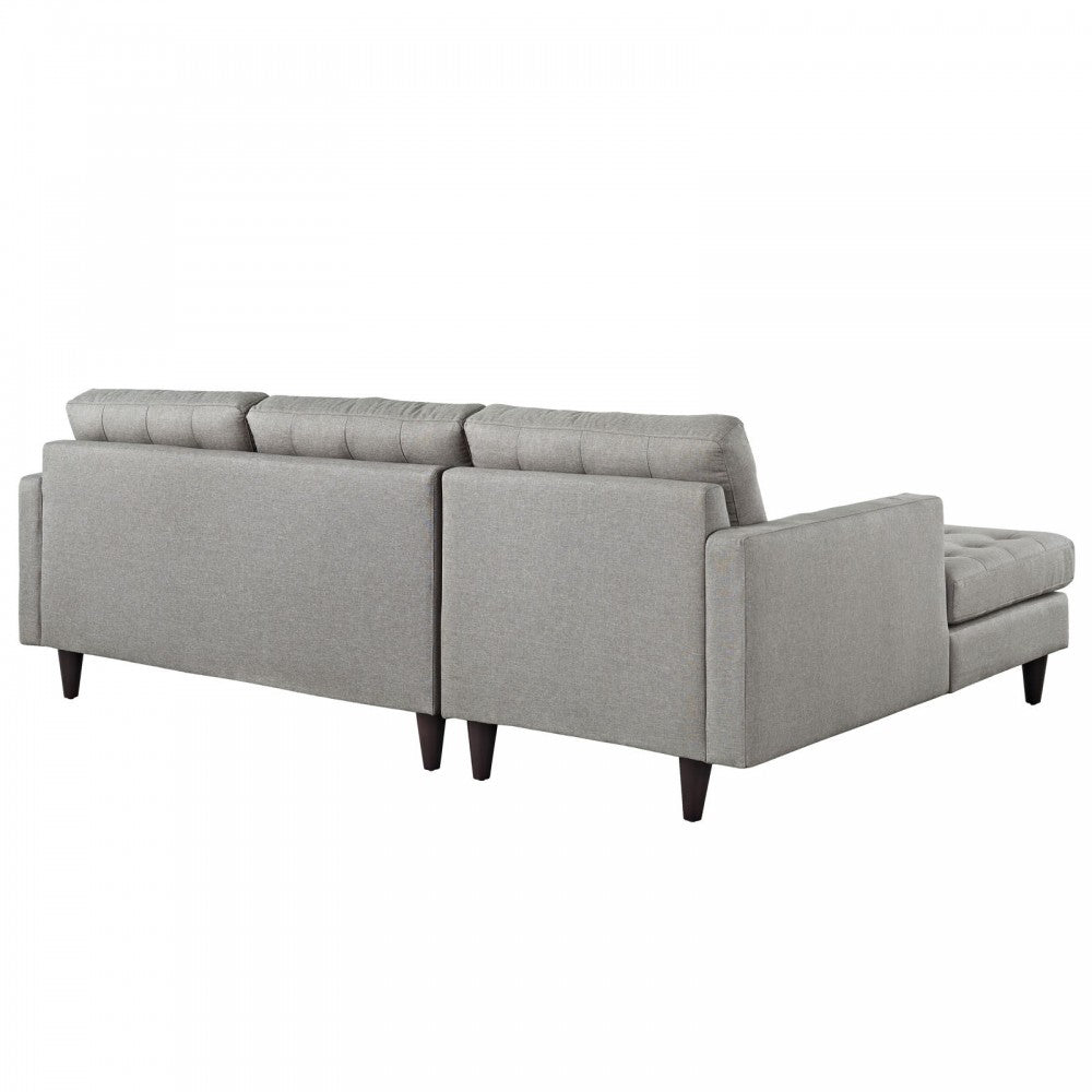 Empress Left-Facing Upholstered Fabric Sectional Sofa, Light Gray