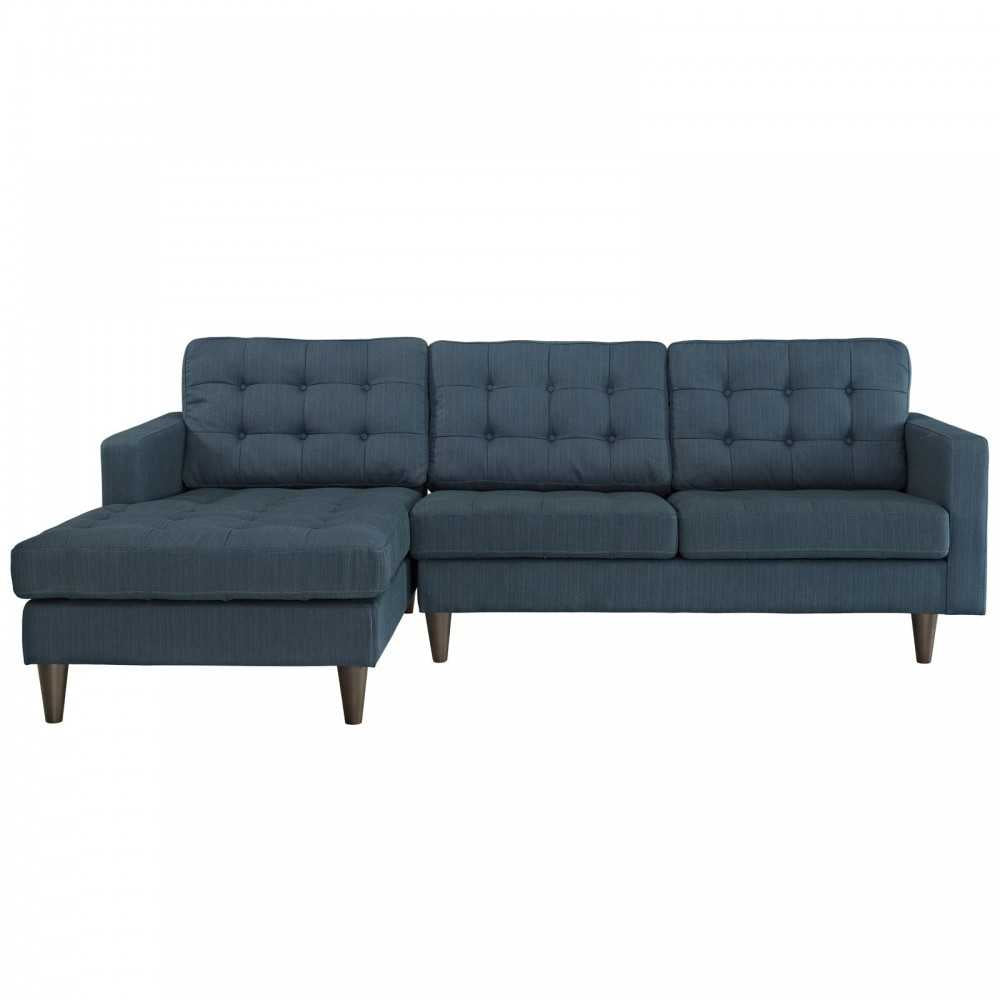 Empress Left-Facing Upholstered Fabric Sectional Sofa, Azure