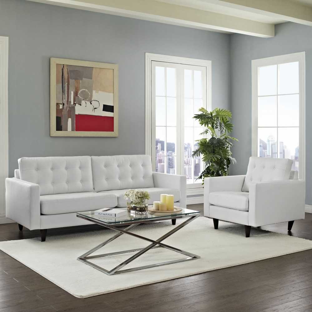 Empress Sofa and Armchair Set of 2, White