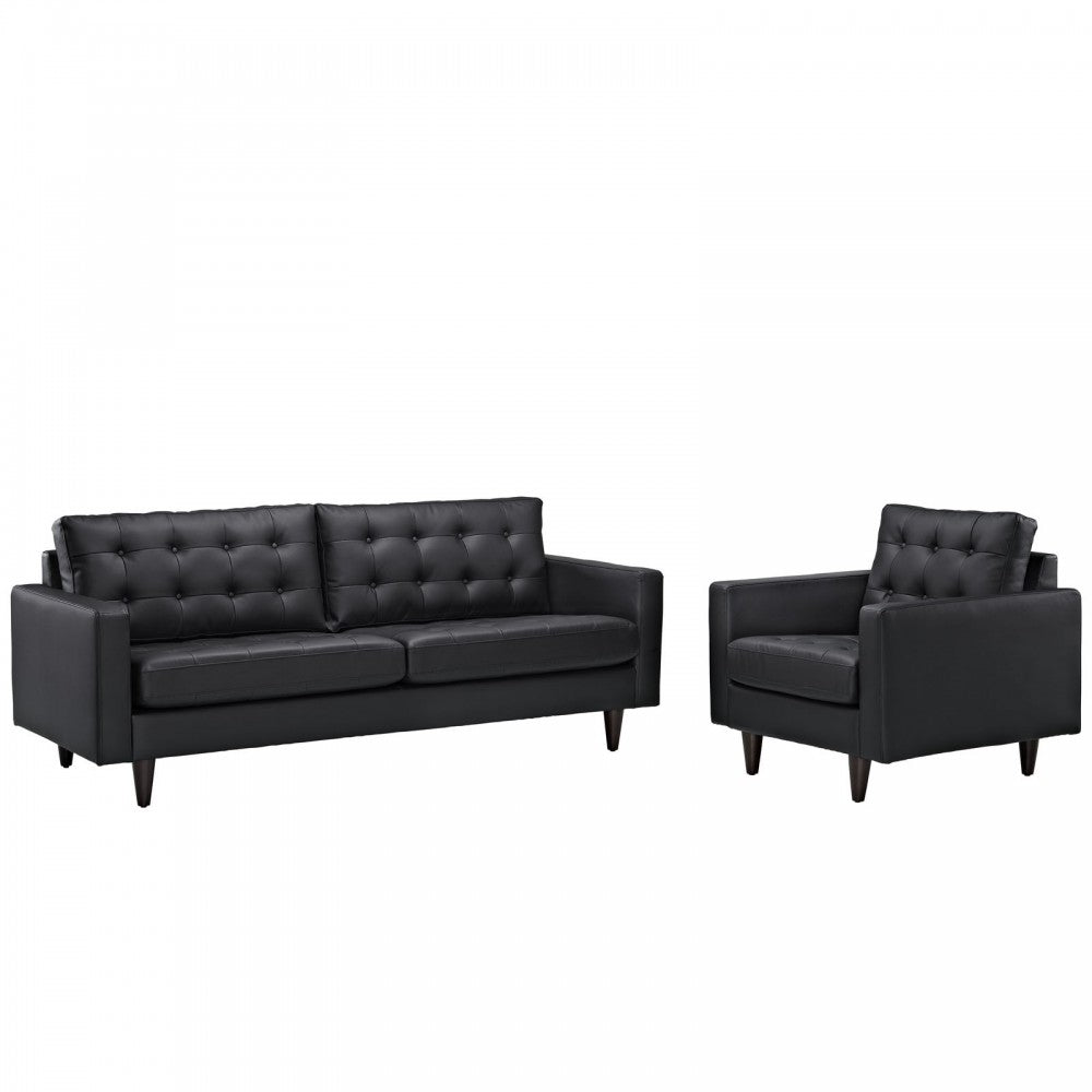 Empress Sofa and Armchair Set of 2, Black