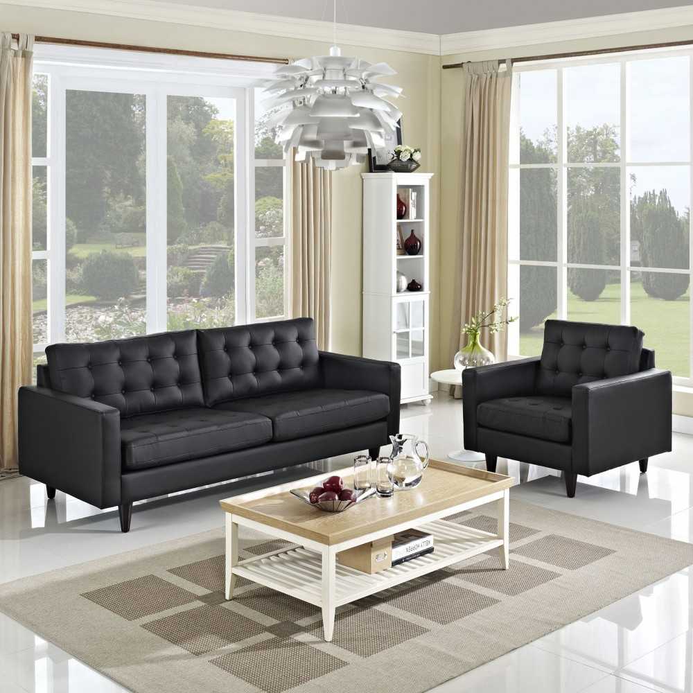 Empress Sofa and Armchair Set of 2, Black