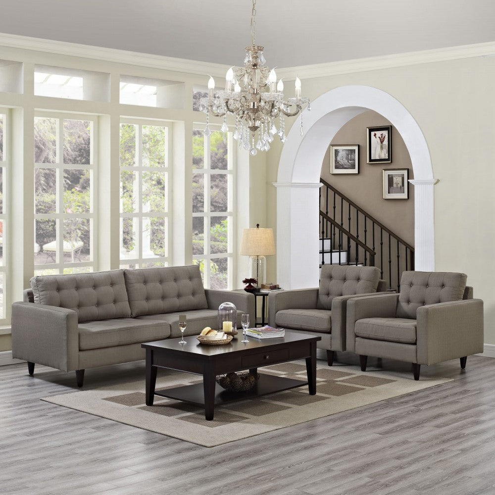 Empress Sofa and Armchairs Set of 3, Granite