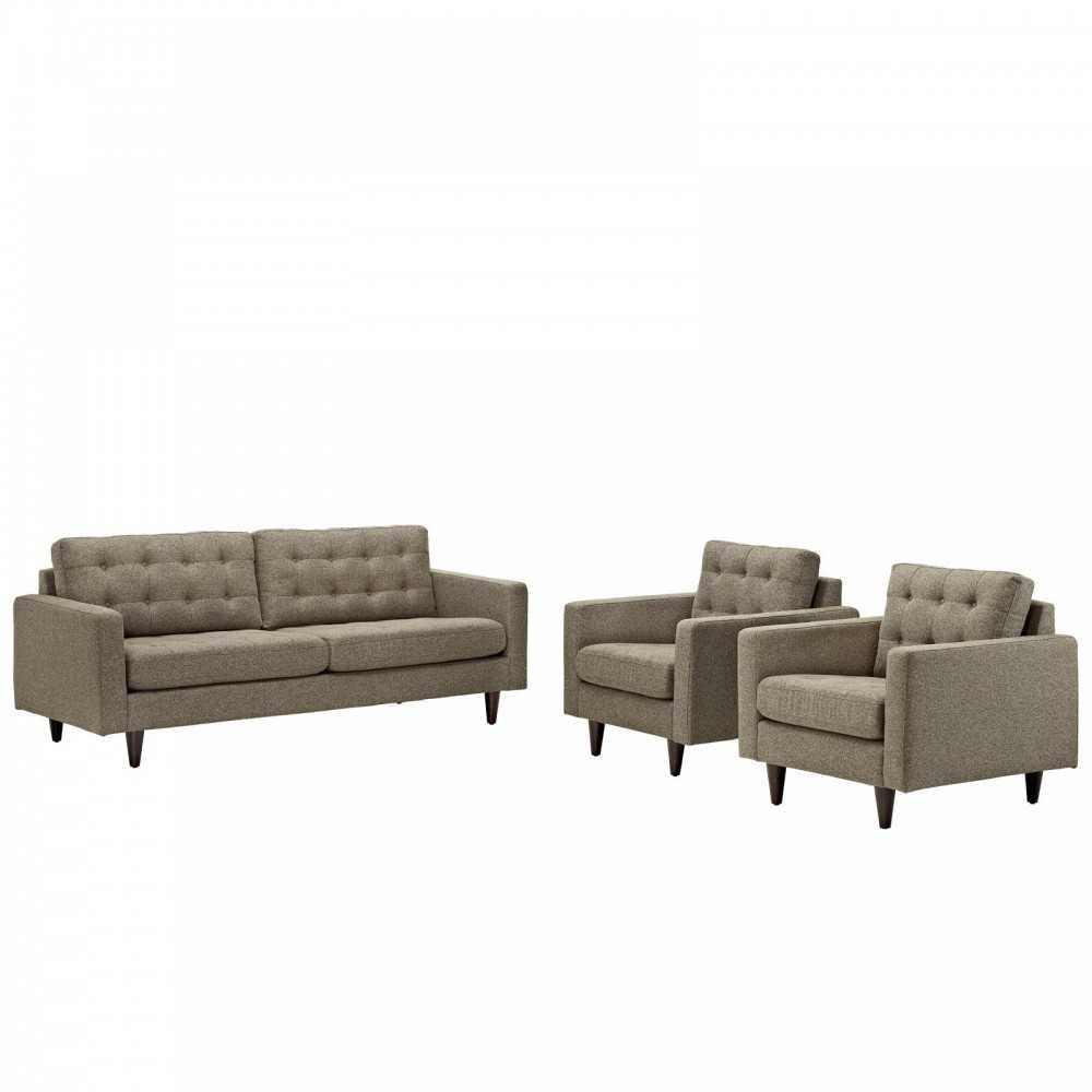 Empress Sofa and Armchairs Set of 3, Oatmeal