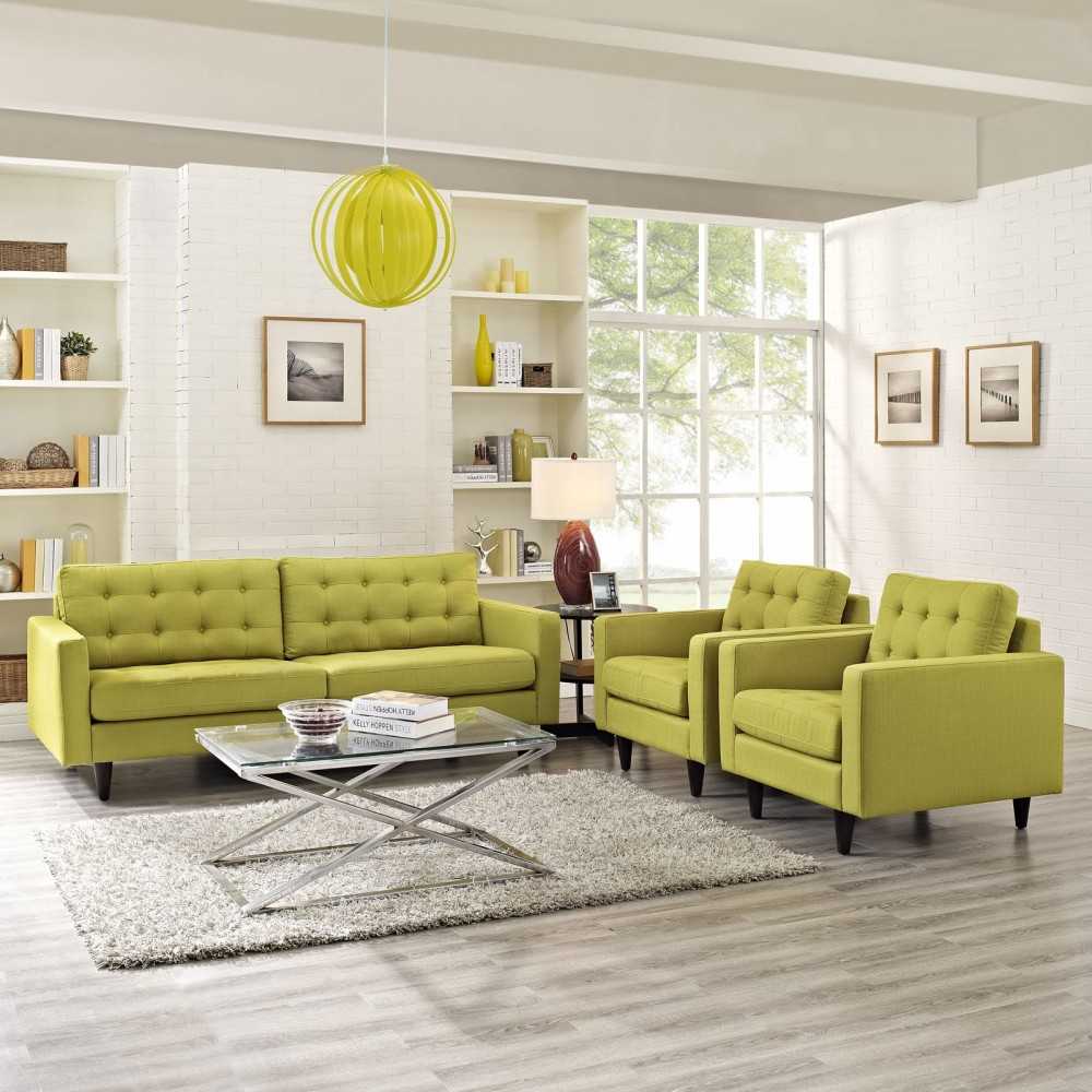 Empress Sofa and Armchairs Set of 3, Wheatgrass