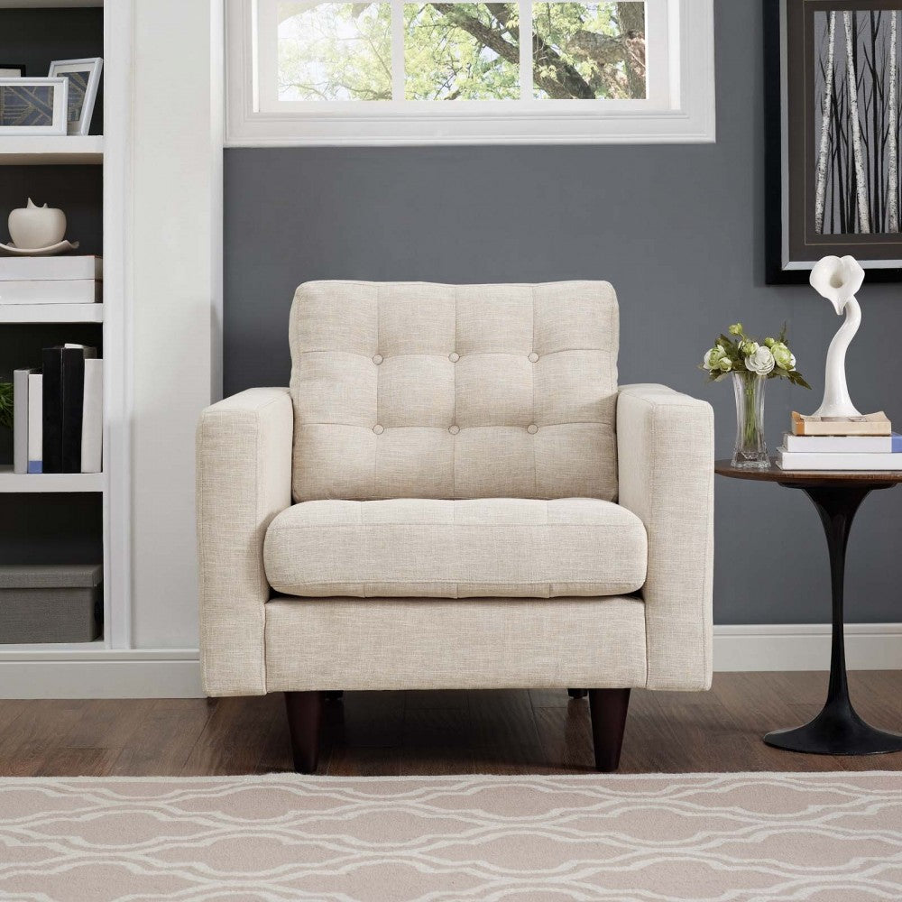 Empress Upholstered Fabric Armchair, Beige